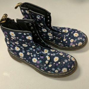 Doc Martens Blue Floral Ankle Boots Size 4/5